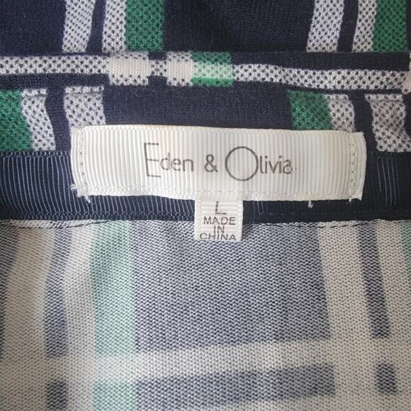 Eden & Olivia Long Sleeve Rollable Sleeve Button Front Plaid Checkered Shirt  L - Picture 9 of 9